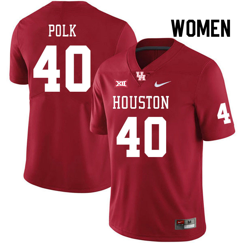 Women #40 Steve Polk Houston Cougars College Football Jerseys Stitched Sale-Red